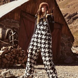Free People Movement Women's XL Hit The Slopes Salopette Houndstooth GUC